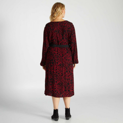 Robe longue avec imprimé - Noir/rouge