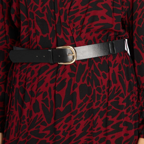 Robe longue avec imprimé - Noir/rouge