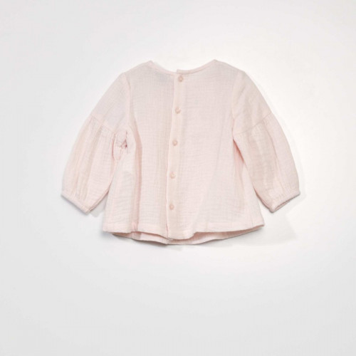 Blouse double gaze de coton - Rose