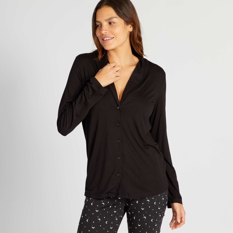 Haut de pyjama long - Noir