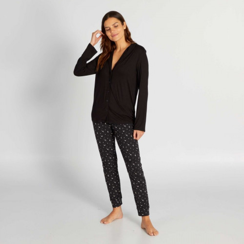 Haut de pyjama long - Noir