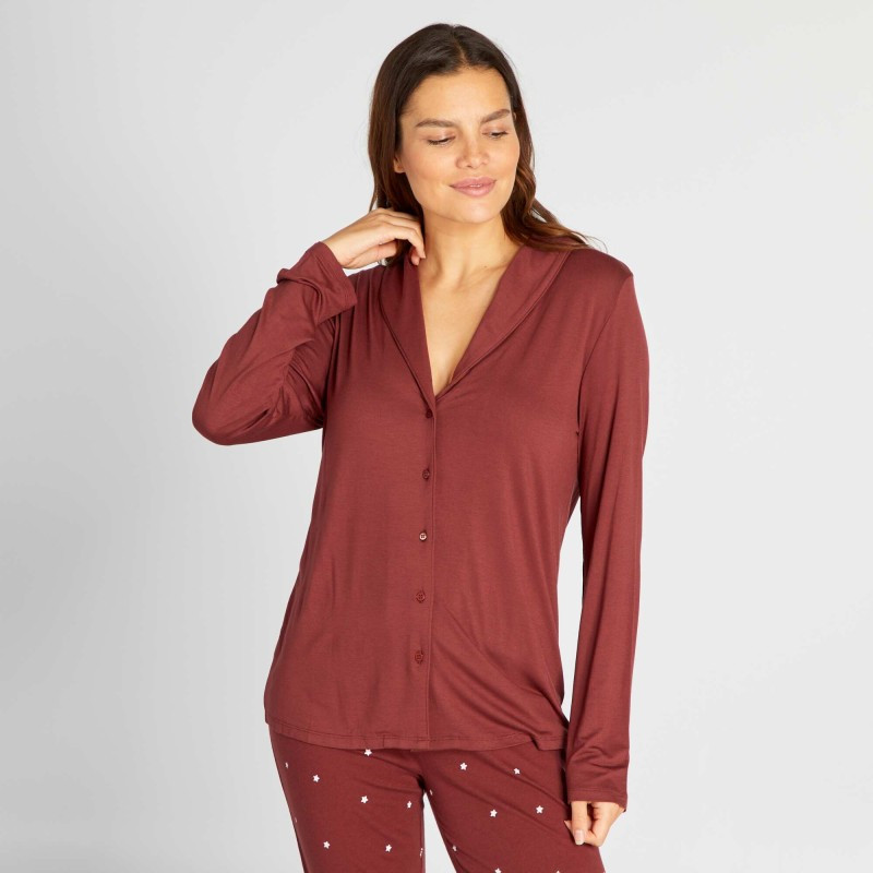 Haut de pyjama long - Bordeaux