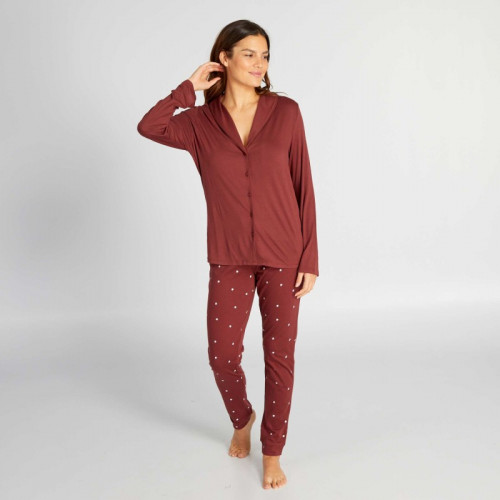 Haut de pyjama long - Bordeaux