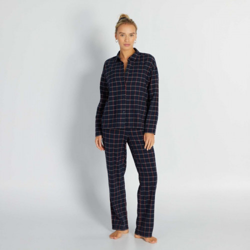 Ensemble pyjama long en flanelle - 2 pièces - Marine