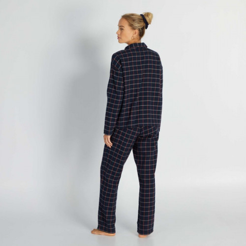 Ensemble pyjama long en flanelle - 2 pièces - Marine