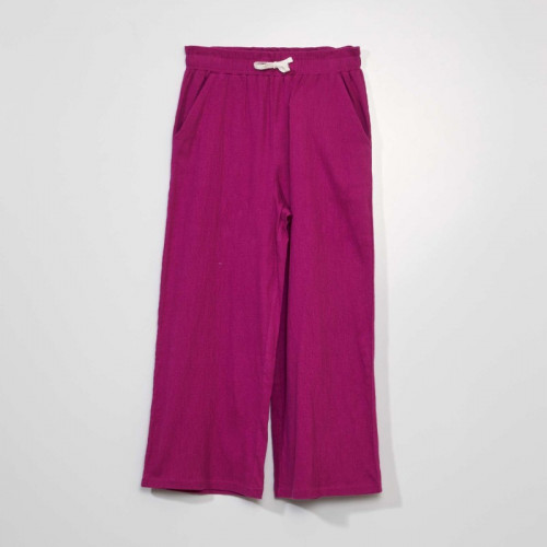 Pantalon large gaufrée - Rose