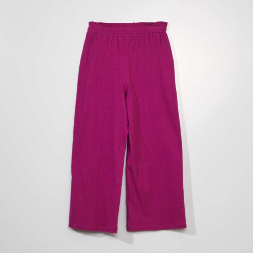 Pantalon large gaufrée - Rose