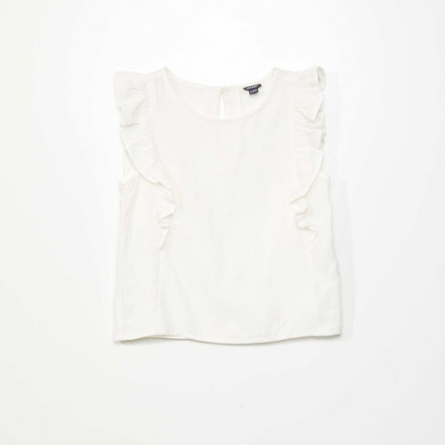 Blouse à volants avec imprimé - Blanc