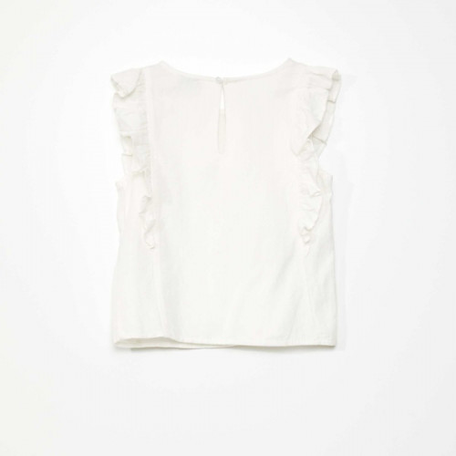 Blouse à volants avec imprimé - Blanc