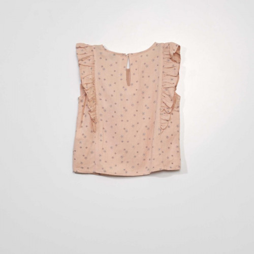 Blouse à volants avec imprimé - Rose