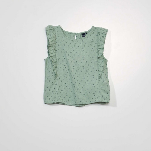 Blouse à volants avec imprimé - Vert