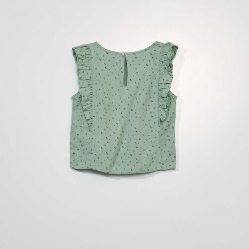 Blouse à volants avec imprimé - Vert