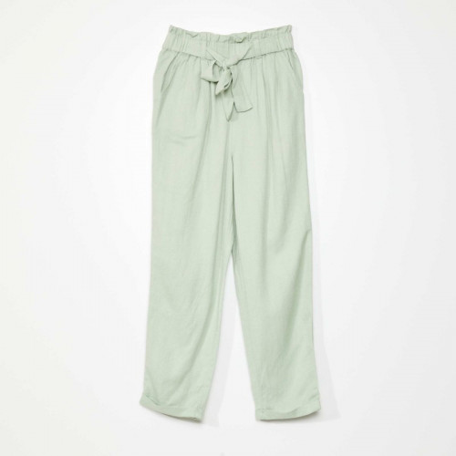 Pantalon paper bag fluide - Vert