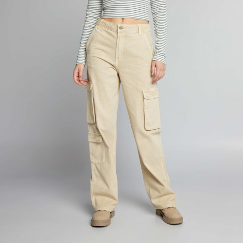 Pantalon straight multipoches - Beige