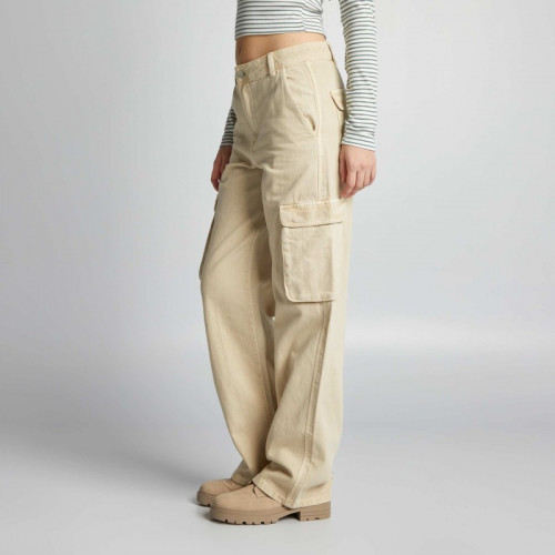 Pantalon straight multipoches - Beige