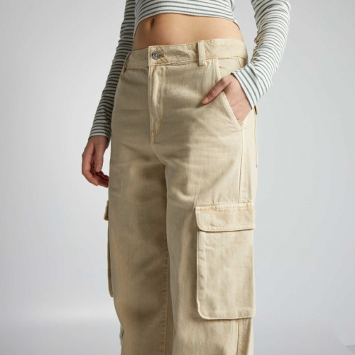 Pantalon straight multipoches - Beige