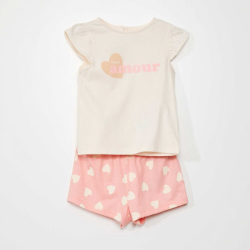 Ensemble short + t-shirt - 2 pièces - Rose