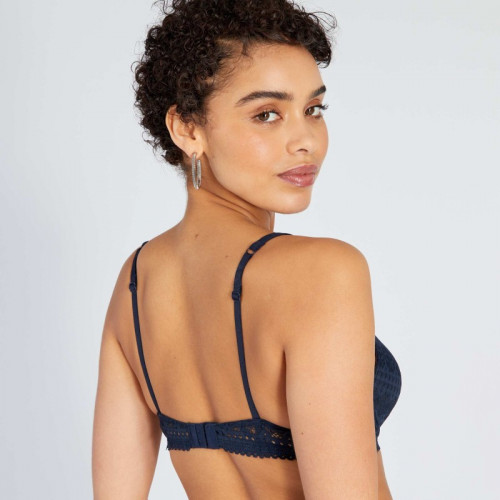 Soutien-gorge push-up en dentelle - Bleu marine