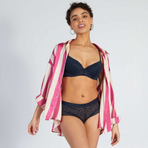 Soutien-gorge push-up en dentelle - Bleu marine