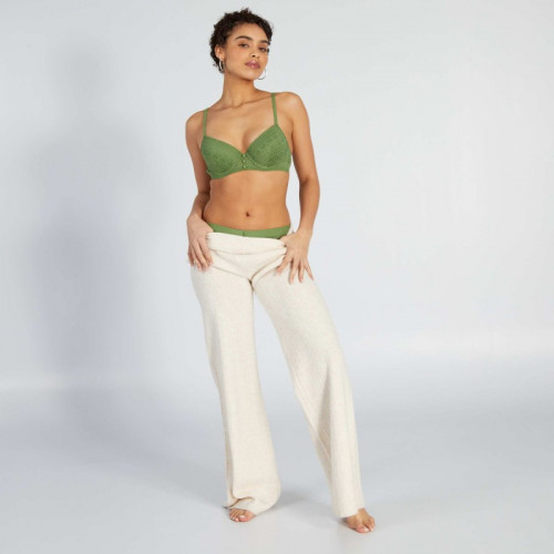 Soutien-gorge push-up en dentelle - Vert olive