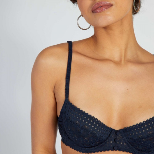 Soutien-gorge corbeille en dentelle - Bleu marine