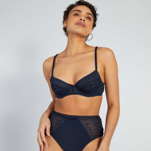 Soutien-gorge corbeille en dentelle - Bleu marine