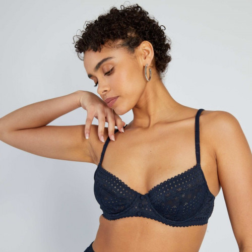 Soutien-gorge corbeille en dentelle - Bleu marine