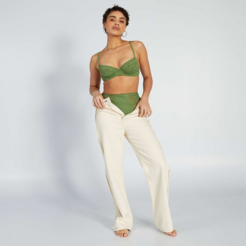 Soutien-gorge corbeille en dentelle - Vert olive