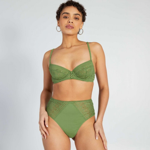 Soutien-gorge corbeille en dentelle - Vert olive