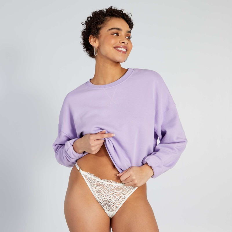 Culotte en dentelle satinée - Blanc crème