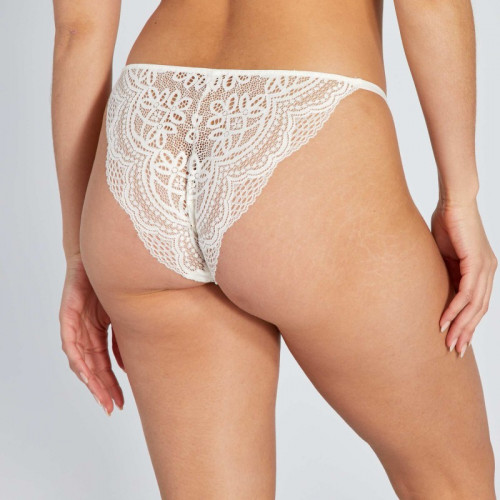 Culotte en dentelle satinée - Blanc crème