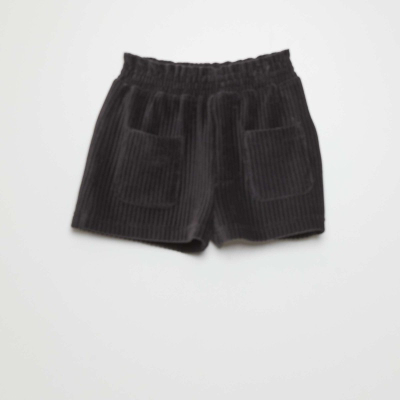 Short en maille velours - Gris