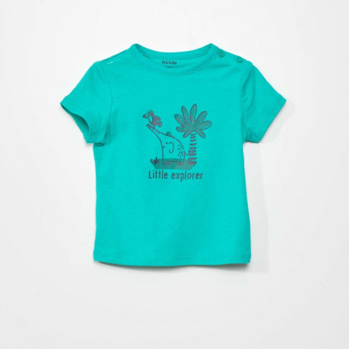 T-shirt en jersey avec ouverture boutonnée - Vert