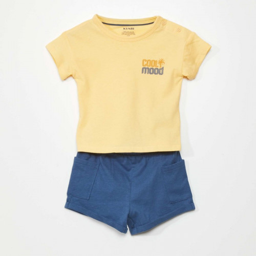 Ensemble t-shirt + short - 2 pièces - Bleu marine/jaune