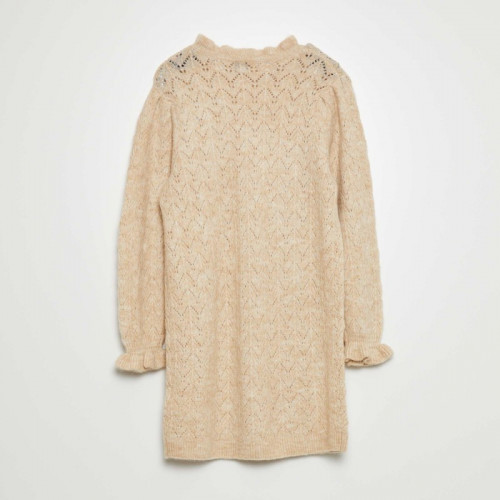 Robe pull maille ajourée - Beige