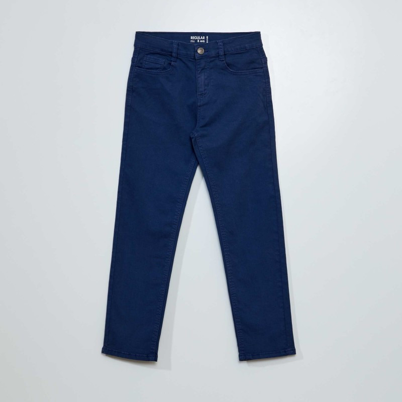 Pantalon regular en twill - Bleu