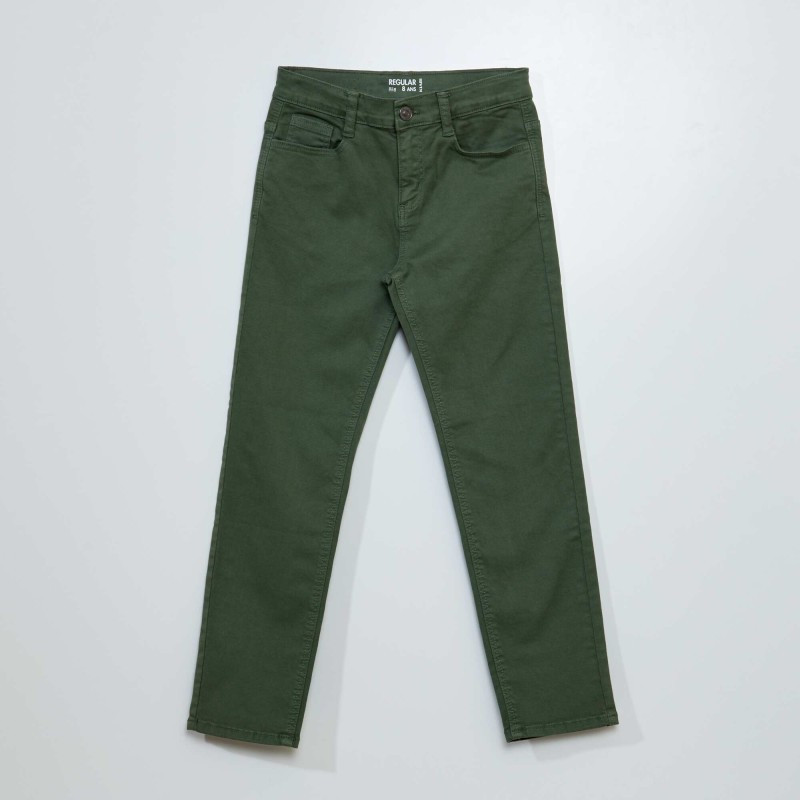 Pantalon regular en twill - Vert