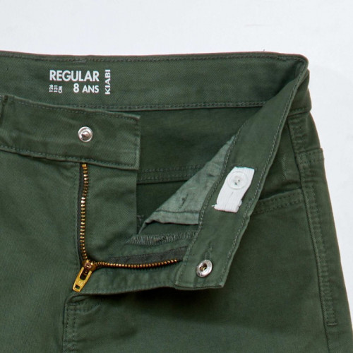 Pantalon regular en twill - Vert