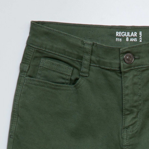 Pantalon regular en twill - Vert