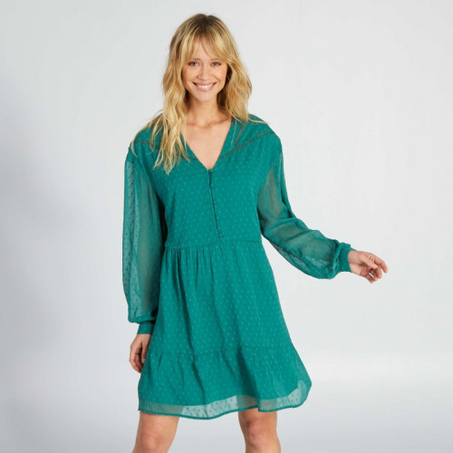 Robe en voile 'plumetis' - Vert