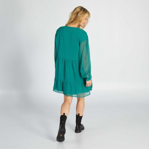 Robe en voile 'plumetis' - Vert