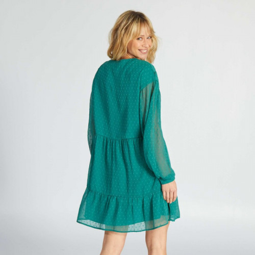 Robe en voile 'plumetis' - Vert