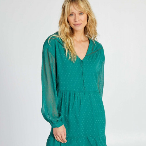 Robe en voile 'plumetis' - Vert