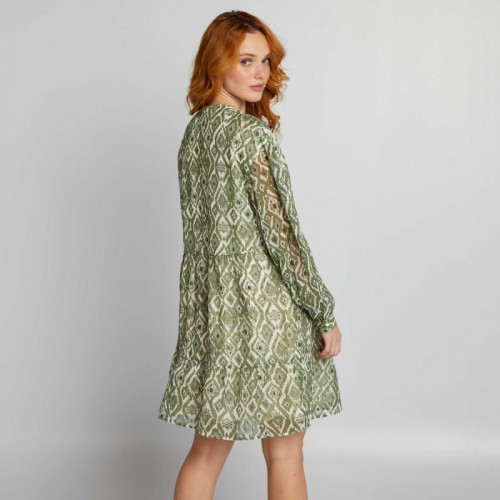 Robe en voile 'plumetis' - Vert