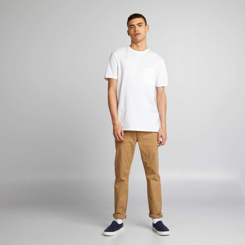 Pantalon chino uni - Beige