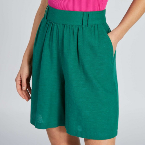 Short large en lin - Vert