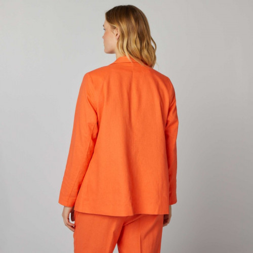 Veste de tailleur à col droit avec lin - Orange