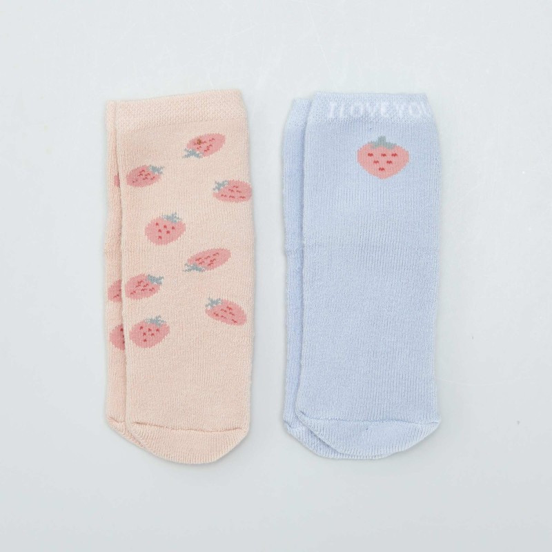 Lot 2 chaussettes antidérapantes - Rose/bleu