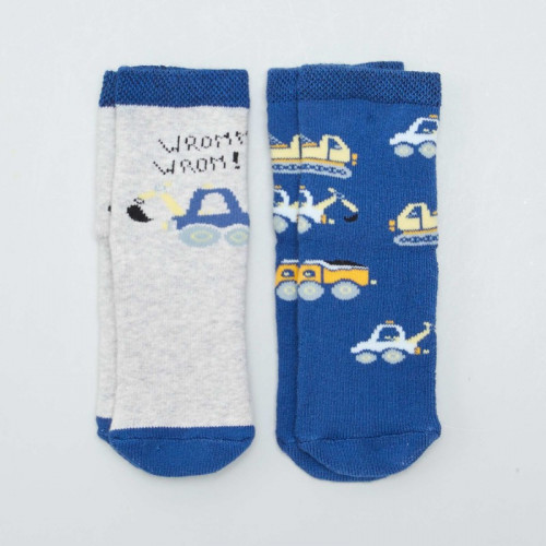 Lot 2 chaussettes antidérapantes - Bleu/gris