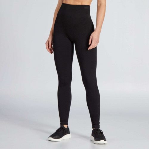 Legging en maille côtelée unie - Noir